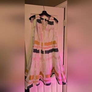 Pink green white dress